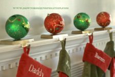 DIY stocking holders with ornaments
