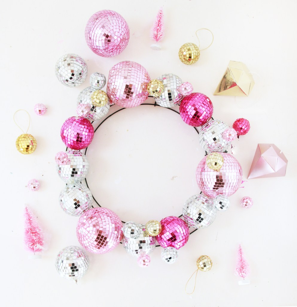DIY modern glam Christmas disco ball wreath