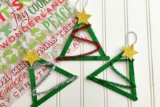 DIY popsicle sticks and pipe cleaners ornaments