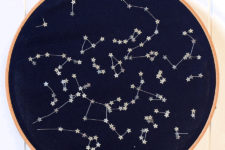 DIY star map embroidered artwork