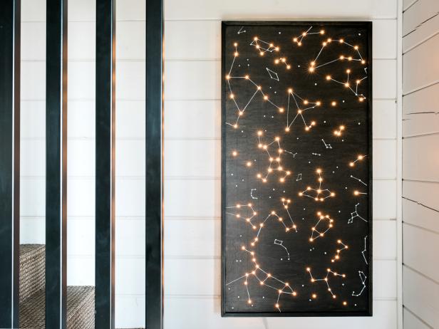 DIY lit up constellation art piece