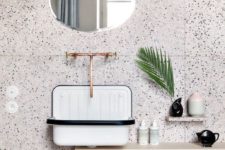 04 white, grey and black terrazzo on the walls looks cute and textural