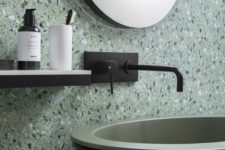 08 stylish terrazzo in the shades of green and grey looks edgy and calming at the same time