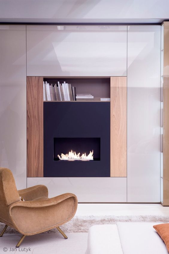spoil yourself with a small built-in fireplace in your home office or bathroom