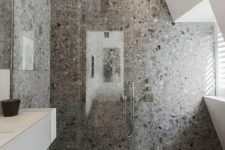 a modern grey bathroom design