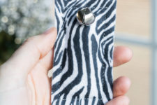DIY animal print catnip toy with a bell