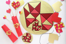 DIY colorful geometric heart coasters
