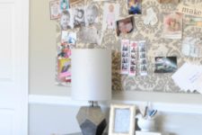 DIY large bulletin board with nail trim on the edge