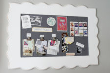 DIY fabric pinboard with a wide vintage frame