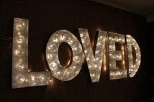 DIY LOVED marquee sign