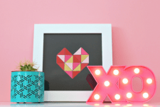 DIY paper geometric heart wall art