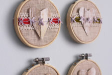 DIY rustic and vintage embroidery hoop wall art
