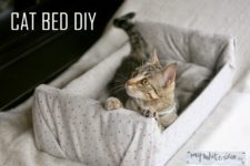 DIY covered crate cat bed