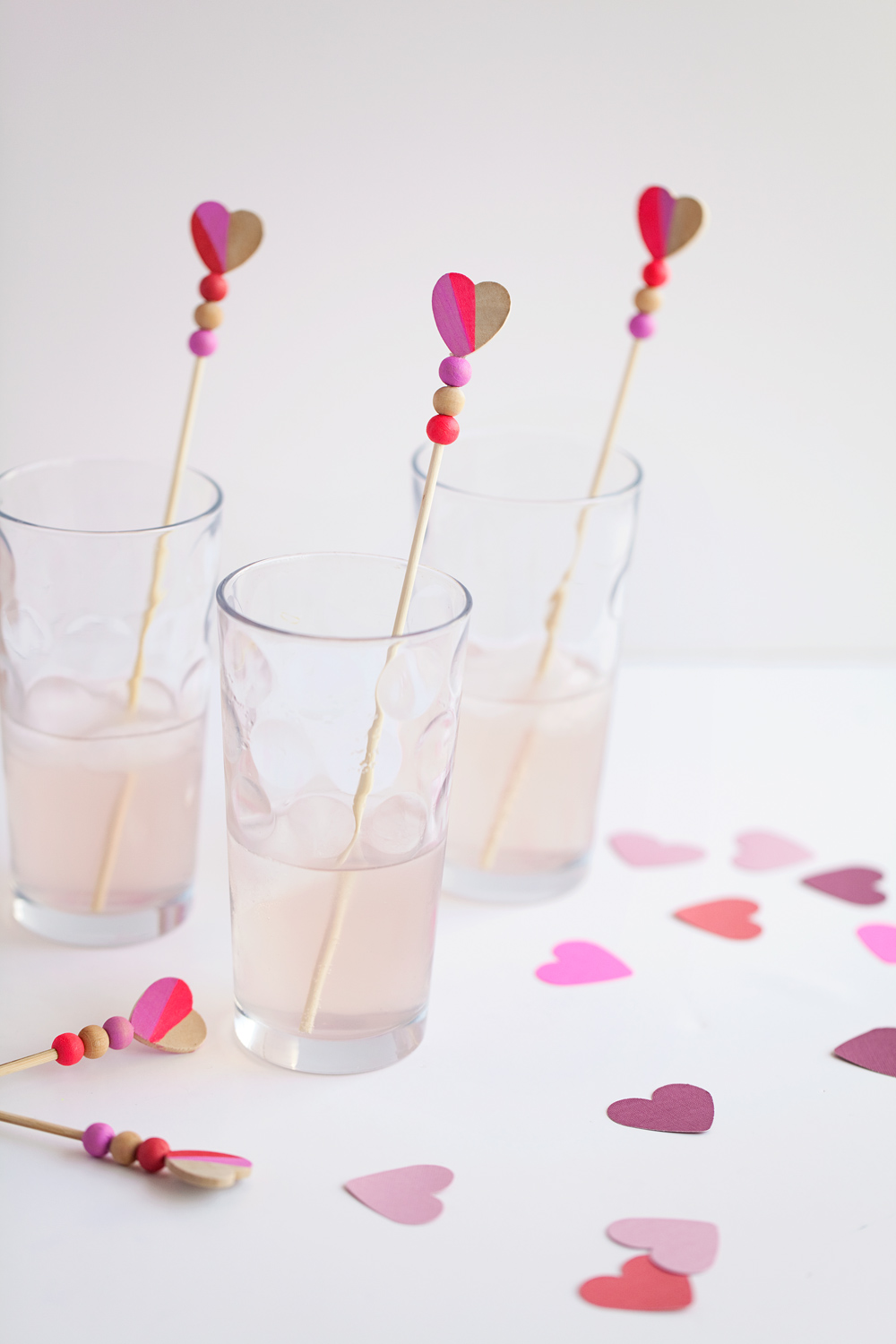 DIY heart wooden bead drink stirrers