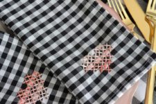 DIY cross-stitch heart napkins