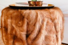 DIY vintage fur ottoman
