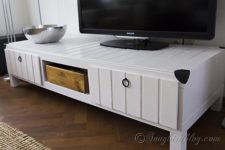 DIY IKEA TV stand of a Lack table