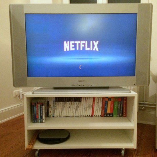 DIY small TV stand of an IKEA Metod cabinet (via www.ikeahackers.net)
