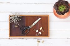 DIY leather catchall tray