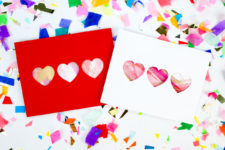 DIY brushstroke painted Valentine’s Day heart cards