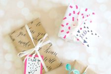 DIY calligraphy and washi tape gift wraps