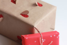 DIY 3D heart and stamp wrapping paper
