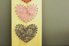 DIY three heart string artwork
