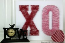 DIY XO letter string art piece