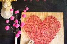 DIY oversized red heart string art