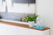 DIY floating sideboard with a wooden top