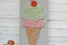 12 a pastel ice cream cone string art with a cherry on top