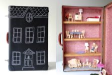 DIY chalkboard suitcase dollhouse