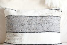 DIY striped woven pillow