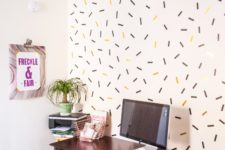 DIY oversized confetti wall with washi tape