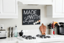 DIY chalkboard kitchen sign with a bunting