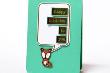DIY green card with a fox for a birthday