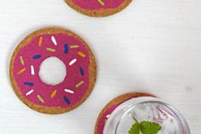 DIY donut cork coasters