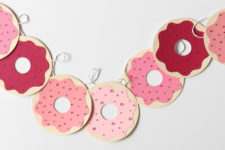 DIY paper donut garland with paint chips