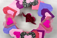 DIY origami heart wreath for Valentine’s Day