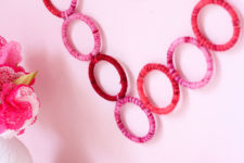 DIY Valentine yarn wrapped ring wreath
