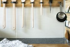 DIY wooden utensil rack with holders