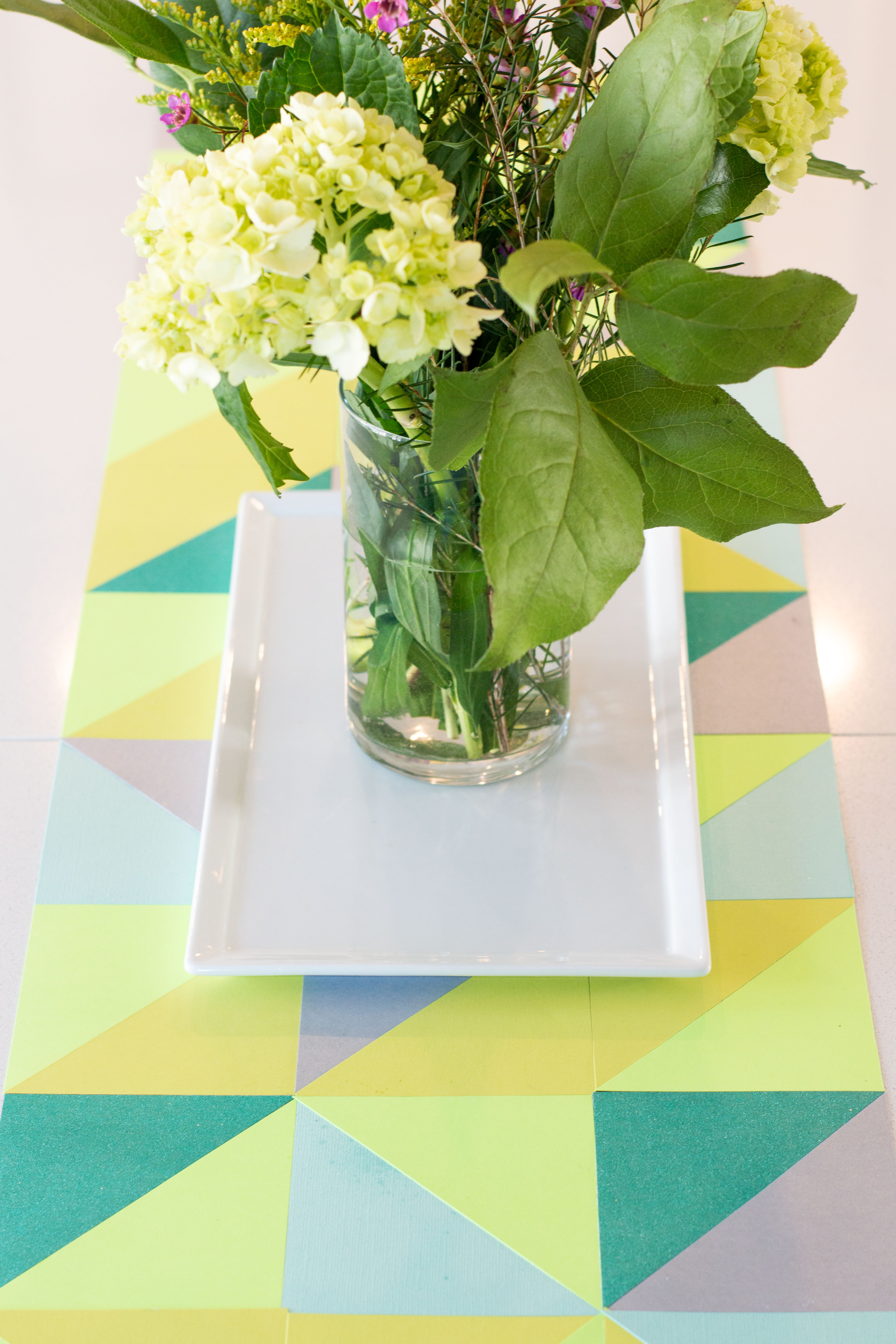 DIY spring geometric table runner of paper