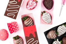 DIY strawberry chocolate Valentine’s Day gift boxes
