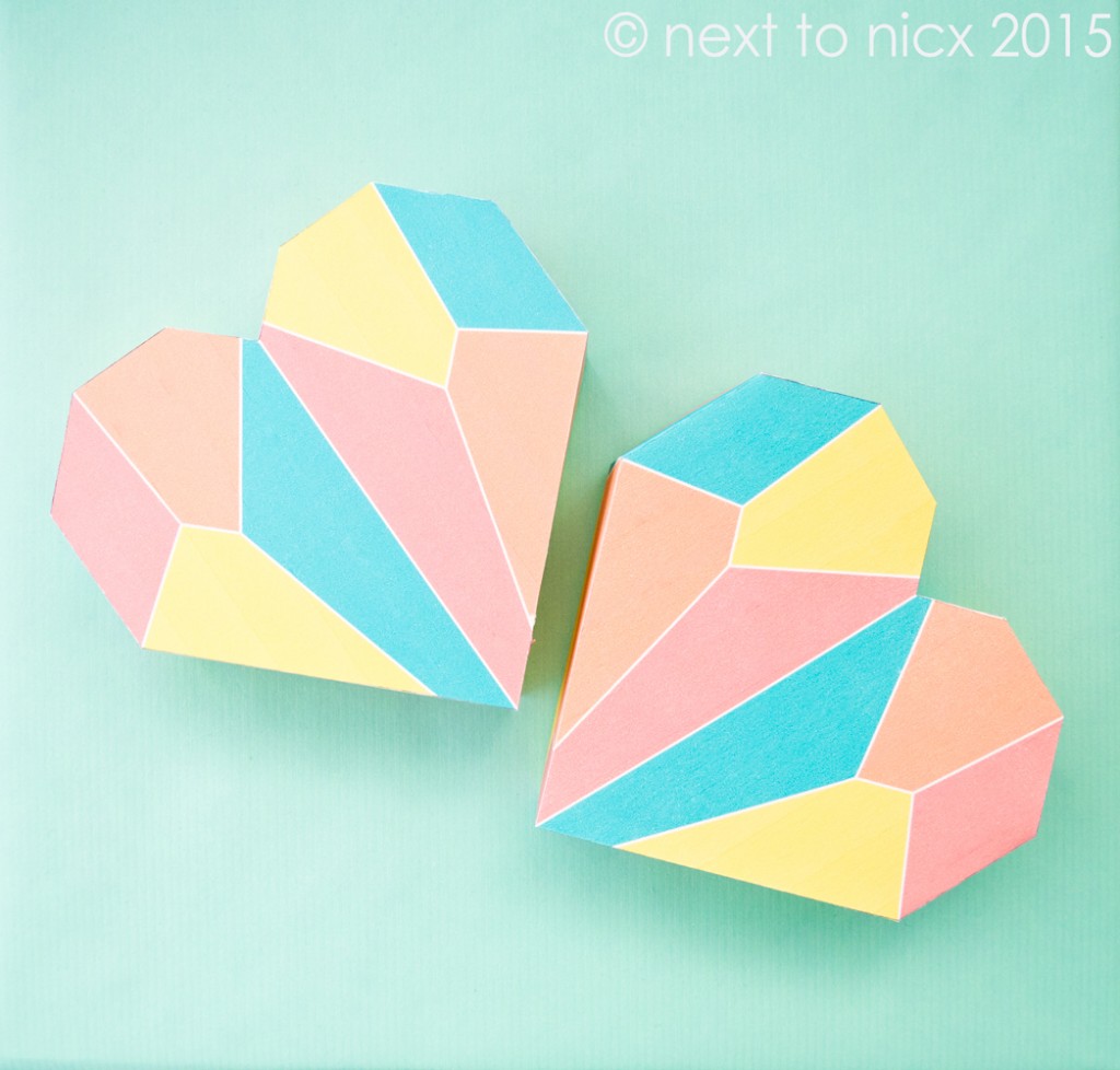 DIY printable heart boxes with geometric prints (via www.nexttonicx.com)