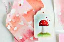 DIY watercolor Valentine gift tags