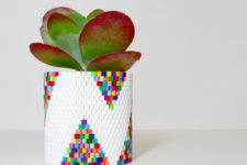 DIY colorful woven beads planter