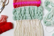 DIY weaving piece with wool roving