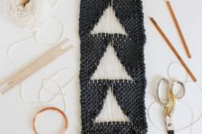 DIY negative space woven wall hanging