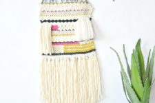 DIY lap loom woven wall hanging