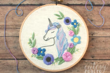 DIY floral unicorn embroidery